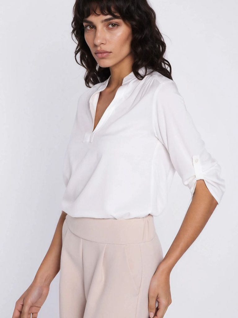 Chemisier blanc femme coupe épurée minimaliste — vue 3
