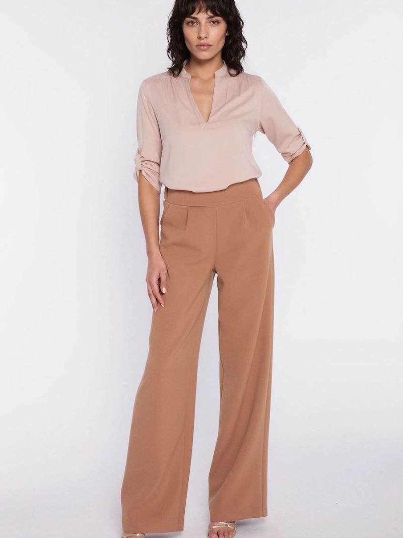 Chemisier femme ajusté col classique manches longues coton lin — vue 1