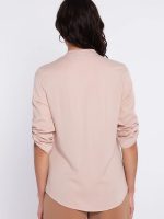 Chemisier femme ajusté col classique manches longues coton lin — vue 2