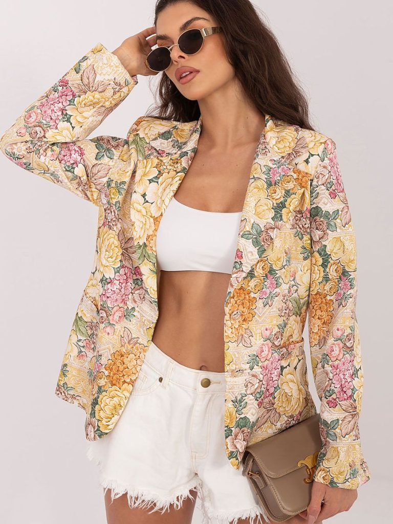 Veste blazer femme coupe structurée avec épaulettes, boutonnage simple