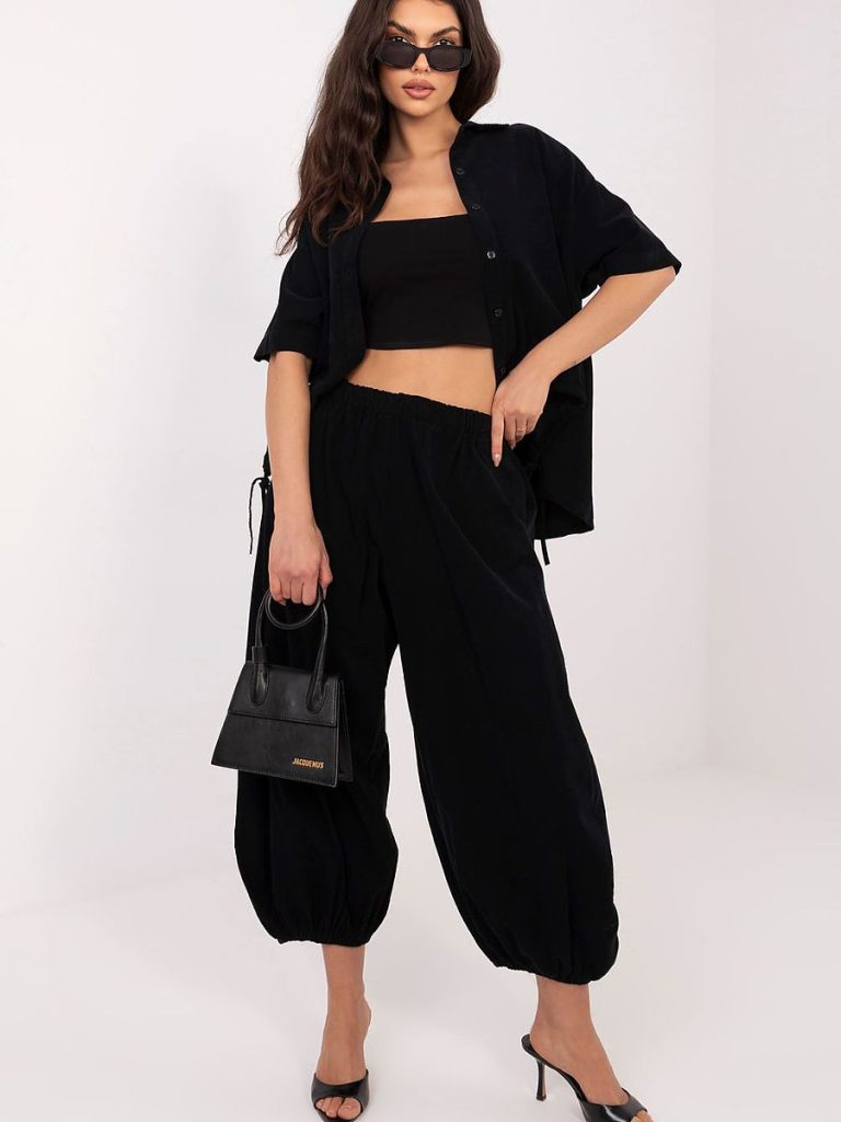 Chemise manches courtes lin-coton, coupe cintrée, détails boutons nacre — vue 1