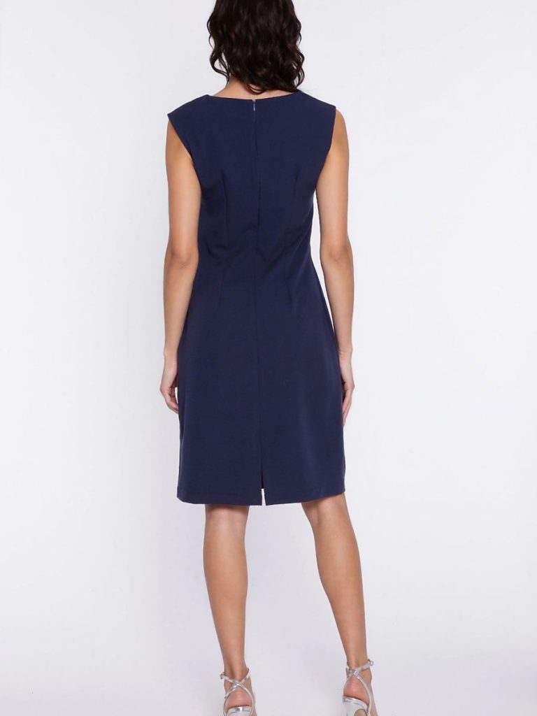Robe Léa bleu sans manches avec fente asymétrique à l'épaule — vue 2
