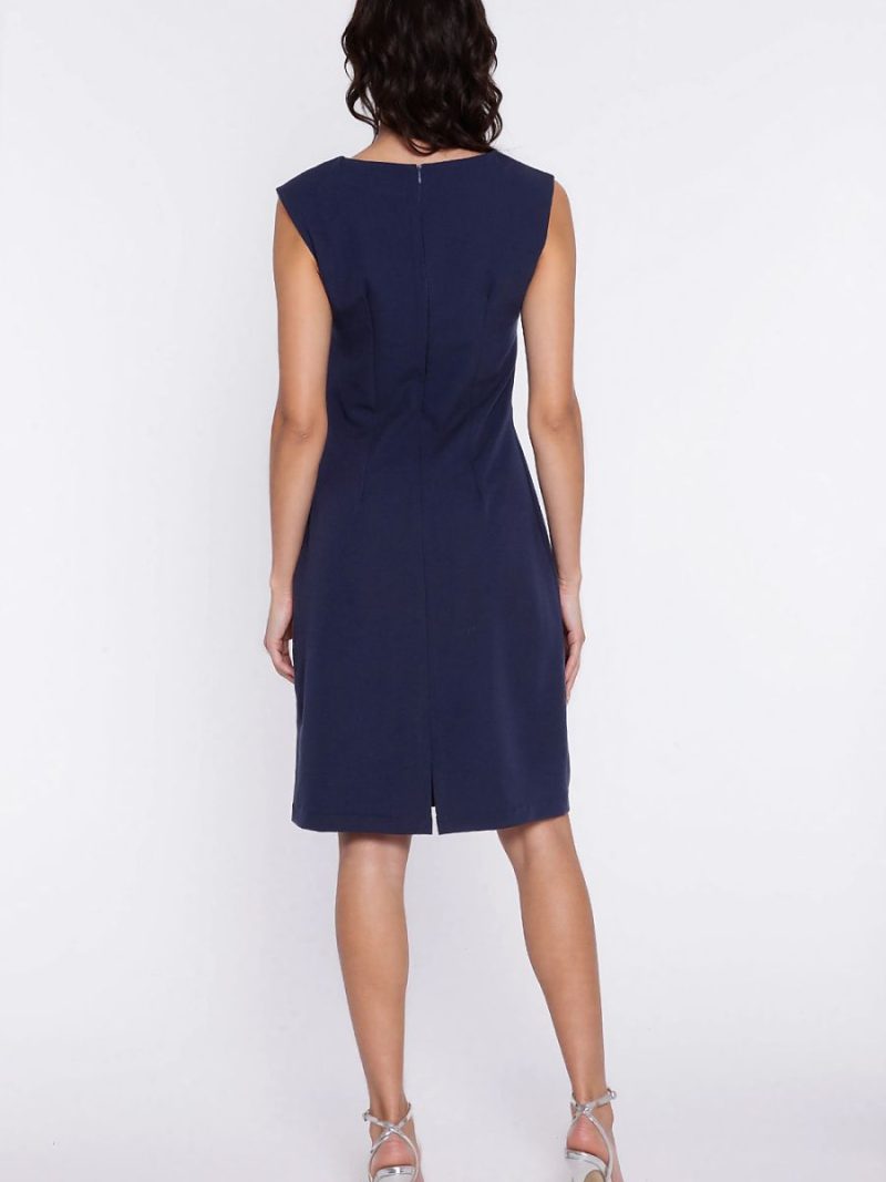 Robe Léa sans manches décolleté bateau fente asymétrique — vue 2