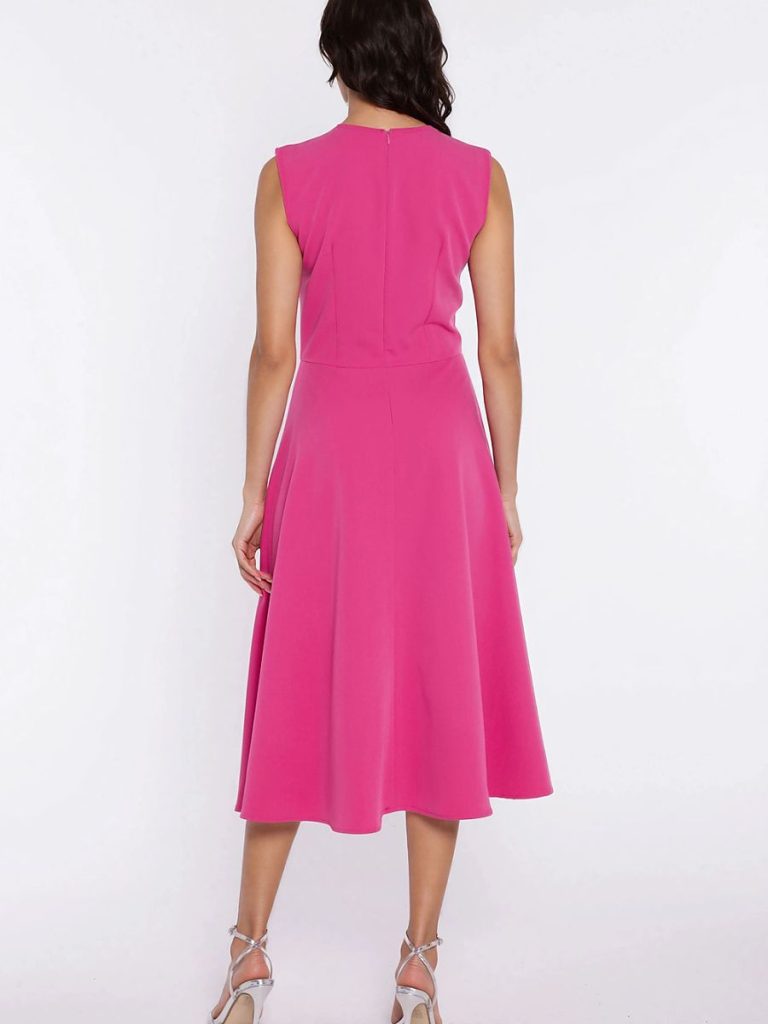 Robe Éva sans manches rosé, cintrée à la taille avec bas évasé — vue 2