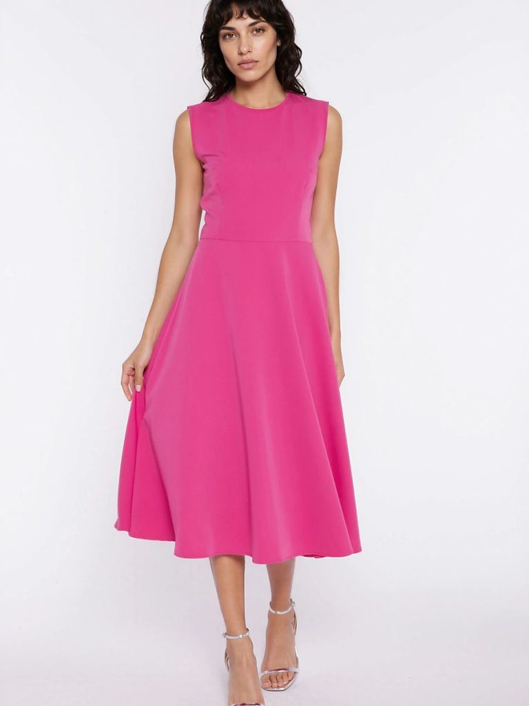 Robe Éva sans manches rosé, cintrée à la taille avec bas évasé — vue 3