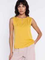 Tunique viscose col V sans manches, coupe régulière fluide