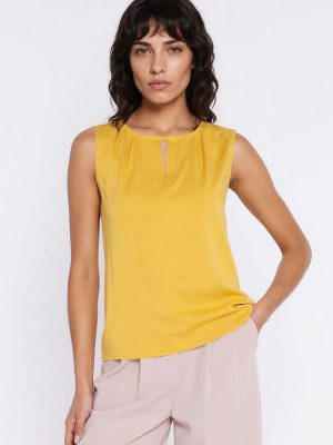 Tunique viscose col V sans manches, coupe régulière fluide