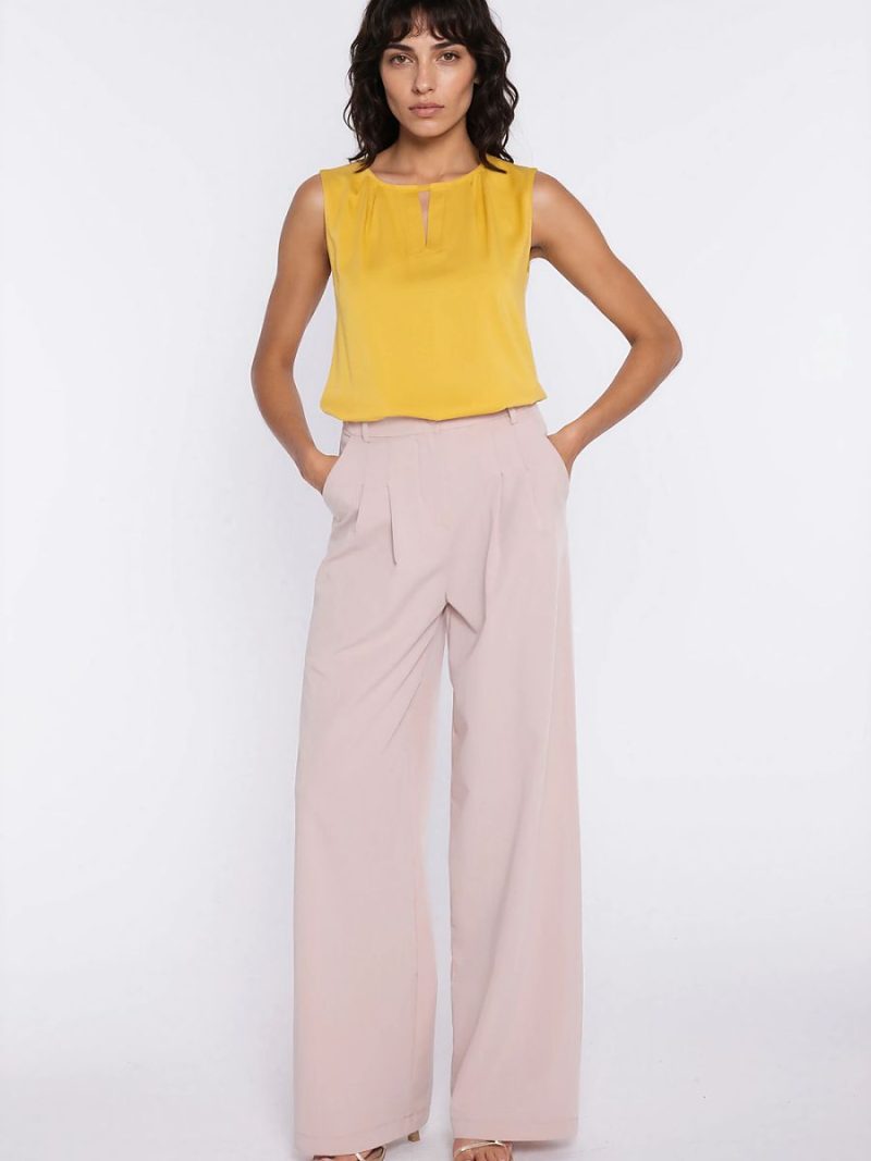 Tunique viscose col V sans manches, coupe régulière fluide — vue 1