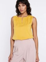 Tunique viscose col V sans manches, coupe régulière fluide — vue 3