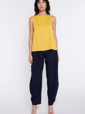 Blouse d'été trapézoïdale en viscose, décolleté bateau, coupe relaxed — vue 1