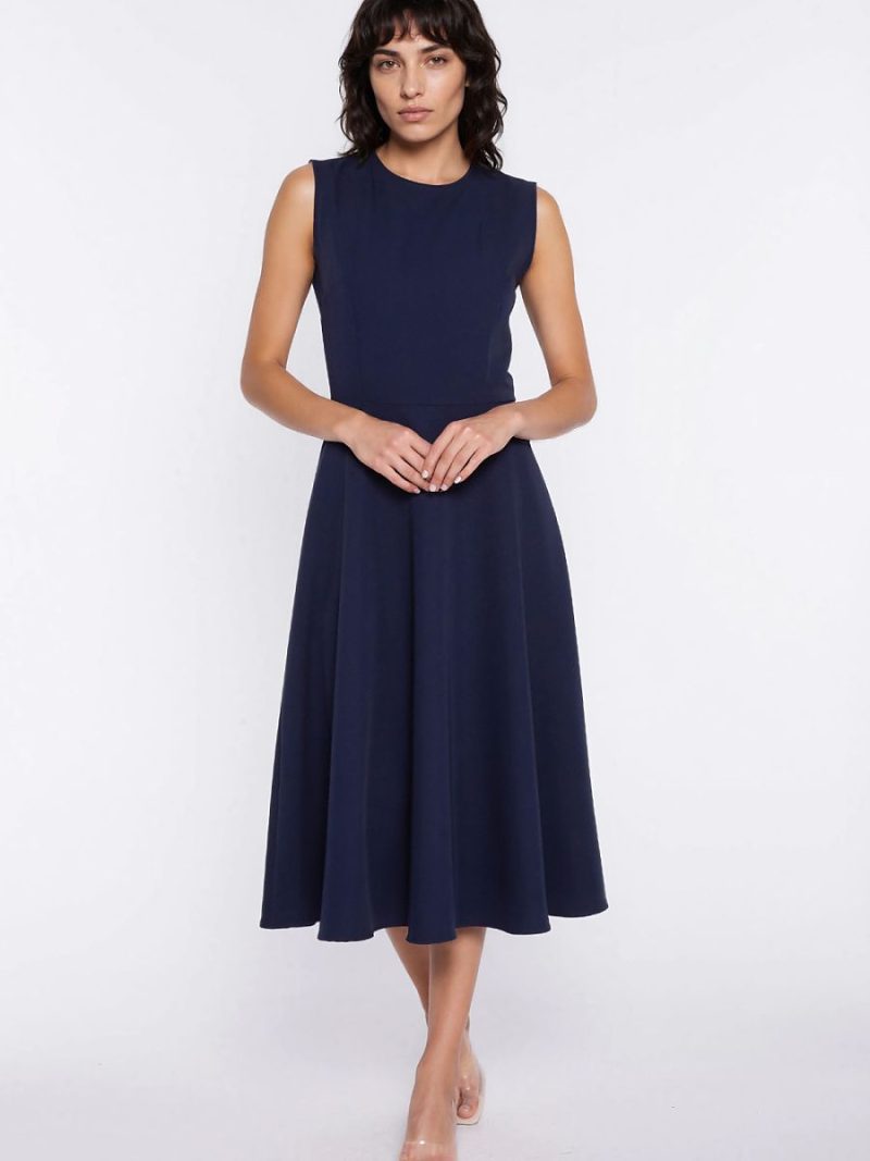 Robe trapèze Camille avec ceinture marquée et liseré contrastant — vue 1