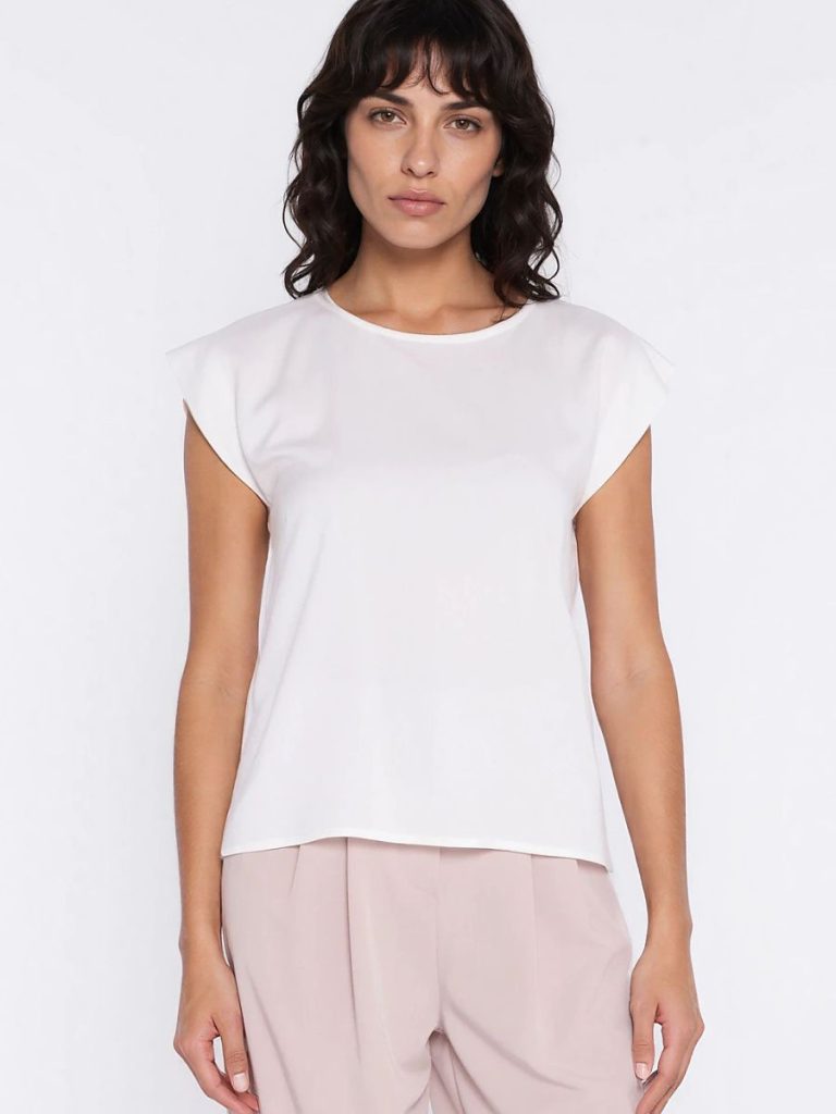 Chemisier blanc femme manches kimono viscose légère encolure ronde — vue 3