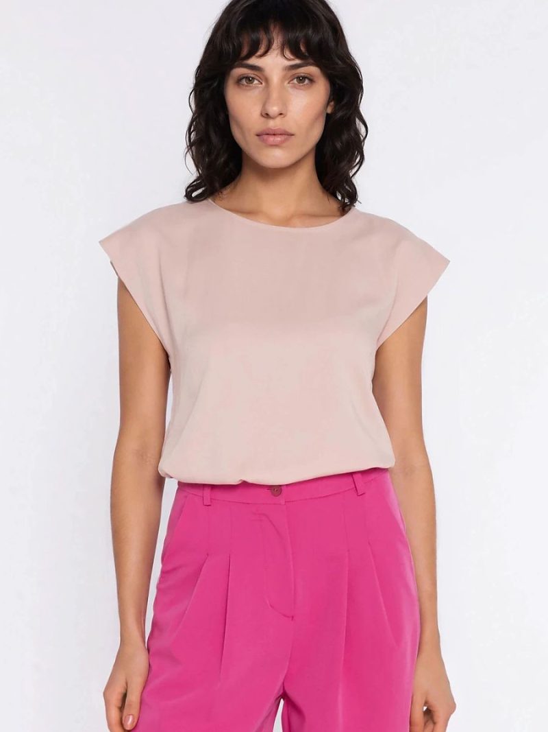 Chemisier Léa en viscose fluide manches kimono, encolure ronde, femme élégante