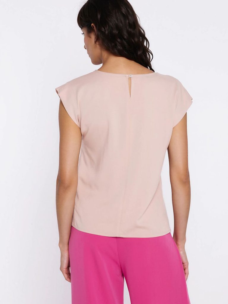 Chemisier beige Léa en viscose fluide avec manches kimono généreuses — vue 2