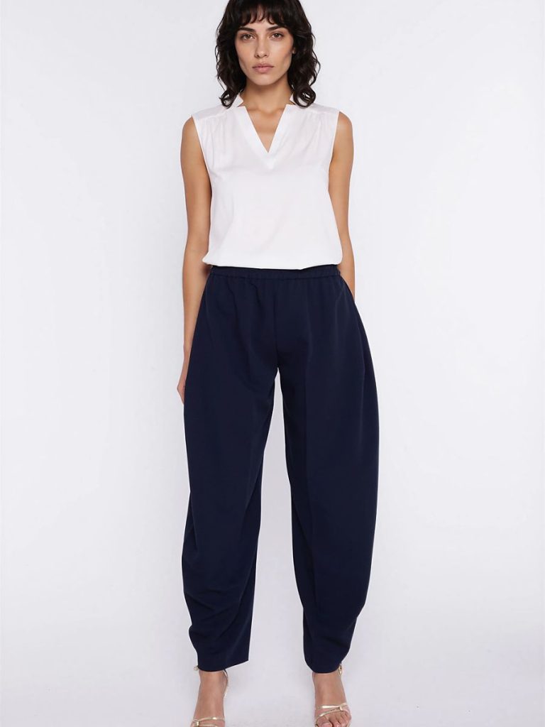 Chemisier Camille blanc col V sans manches en viscose fluide — vue 1