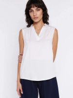 Chemisier Camille col V sans manches en viscose fluide — vue 3