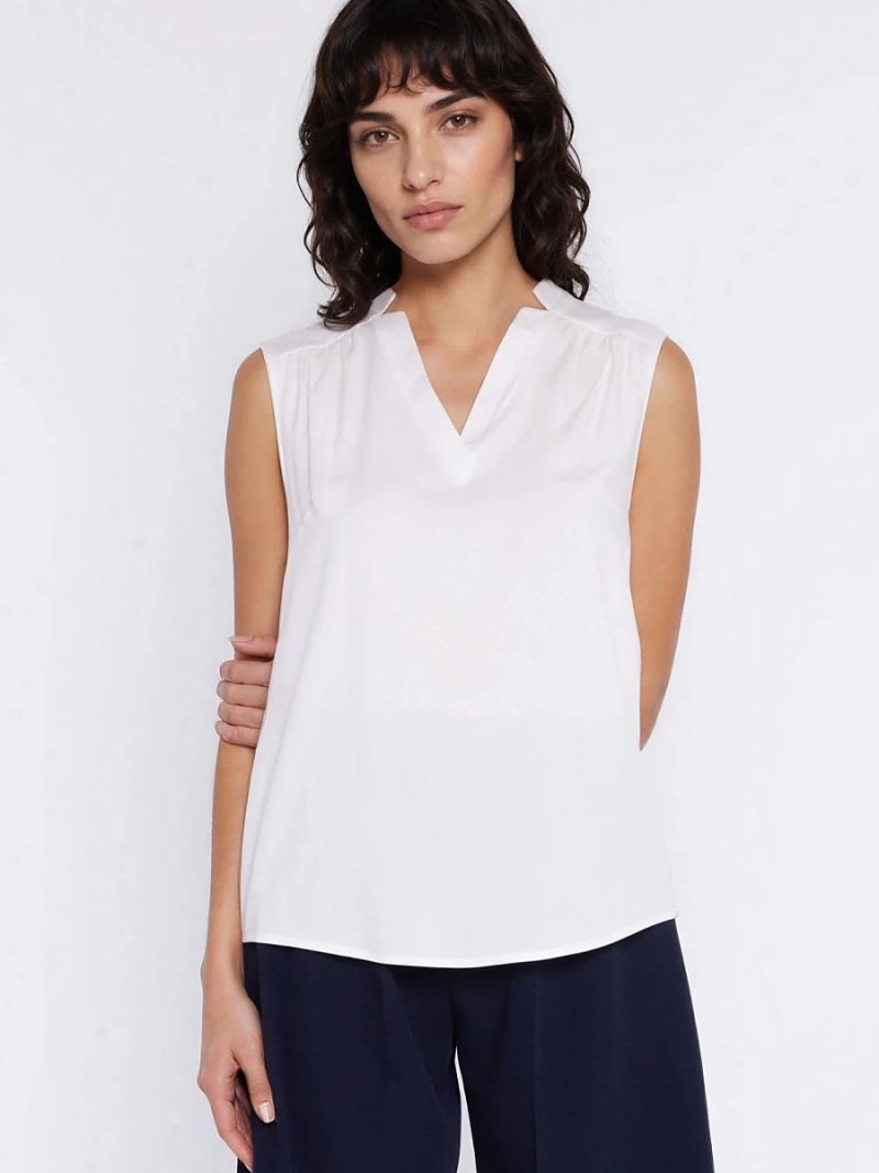 Chemisier Camille col V sans manches en viscose fluide — vue 3