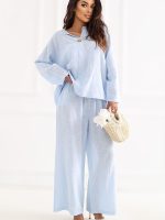 Chemisier coton blanc col V, manches longues retroussables, coupe droite — vue 1