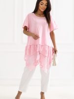 Chemisier long bohème ruché asymétrique en coton naturel