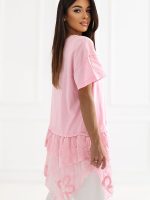 Chemisier long bohème ruché asymétrique en coton naturel — vue 2