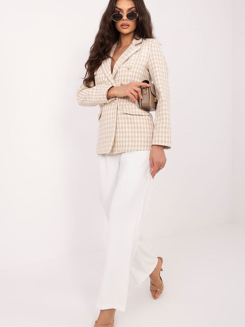 Blazer pied-de-poule femme double boutonnage coupe structurée — vue 1