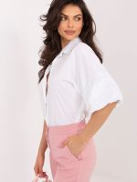 Chemise femme volants manches 3/4, coton doux, coupe épurée chic — vue 2