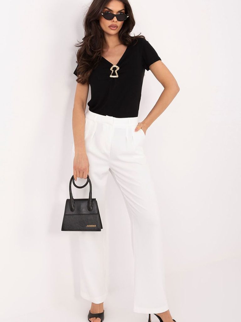 Chemisier femme ajusté viscose stretch décolleté V manches courtes — vue 1