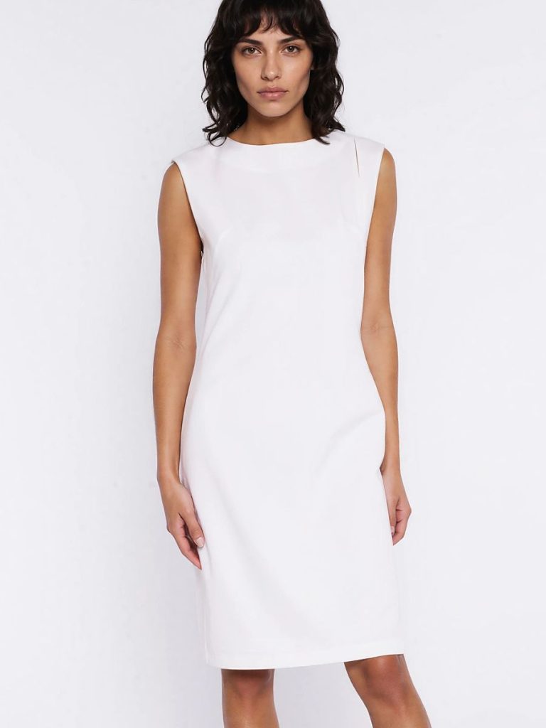 Robe Chloé blanc sans manches, coupe relaxed fit décolleté bateau