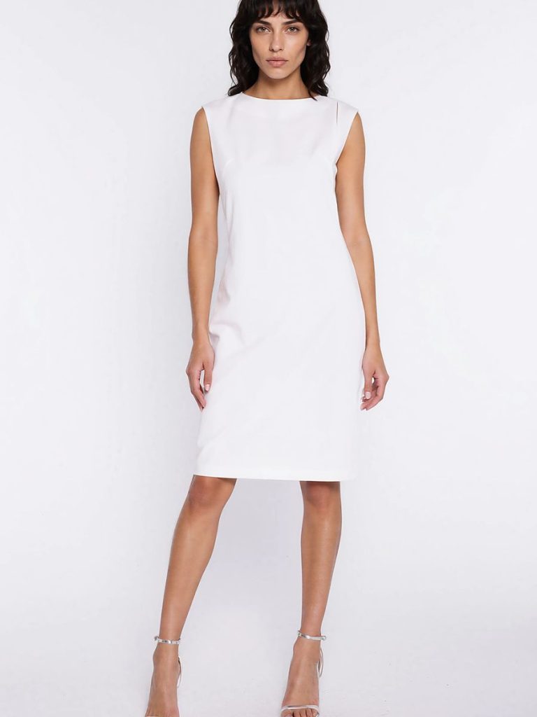 Robe Chloé blanc sans manches, coupe relaxed fit décolleté bateau — vue 1