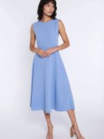 Robe trapèze Élise col rond liseré contrastant, ceinture marquée — vue 1