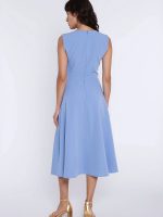 Robe trapèze Élise col rond liseré contrastant, ceinture marquée — vue 2