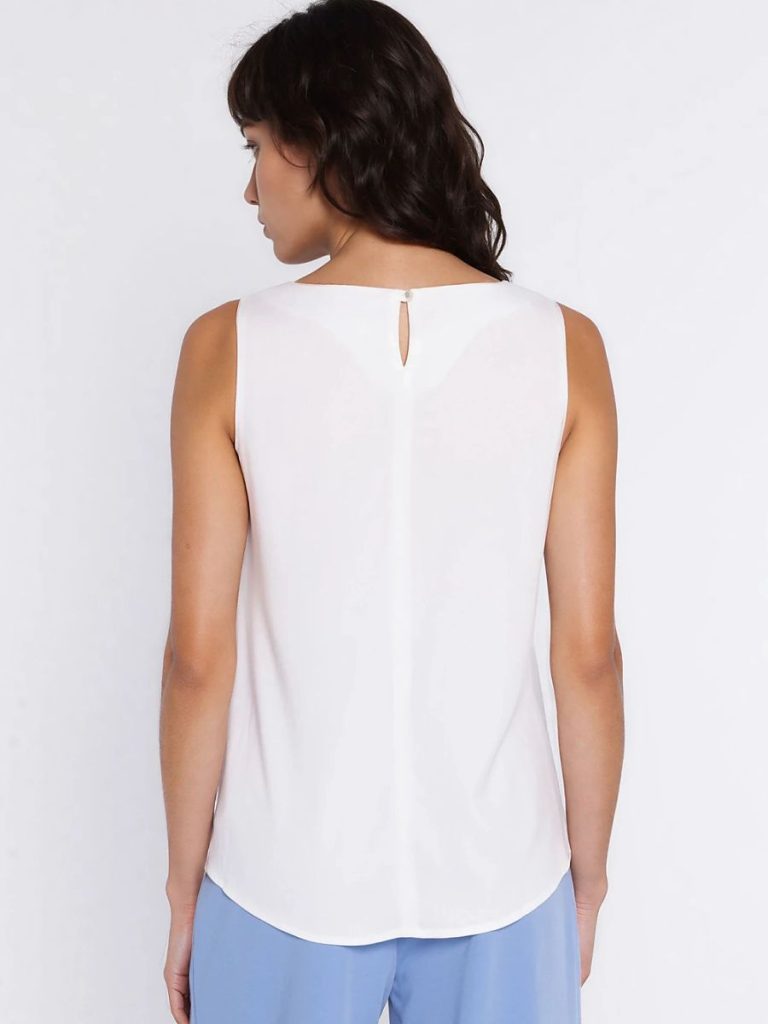 Chemisier Éva blanc sans manches viscose coupe trapézoïdale — vue 2