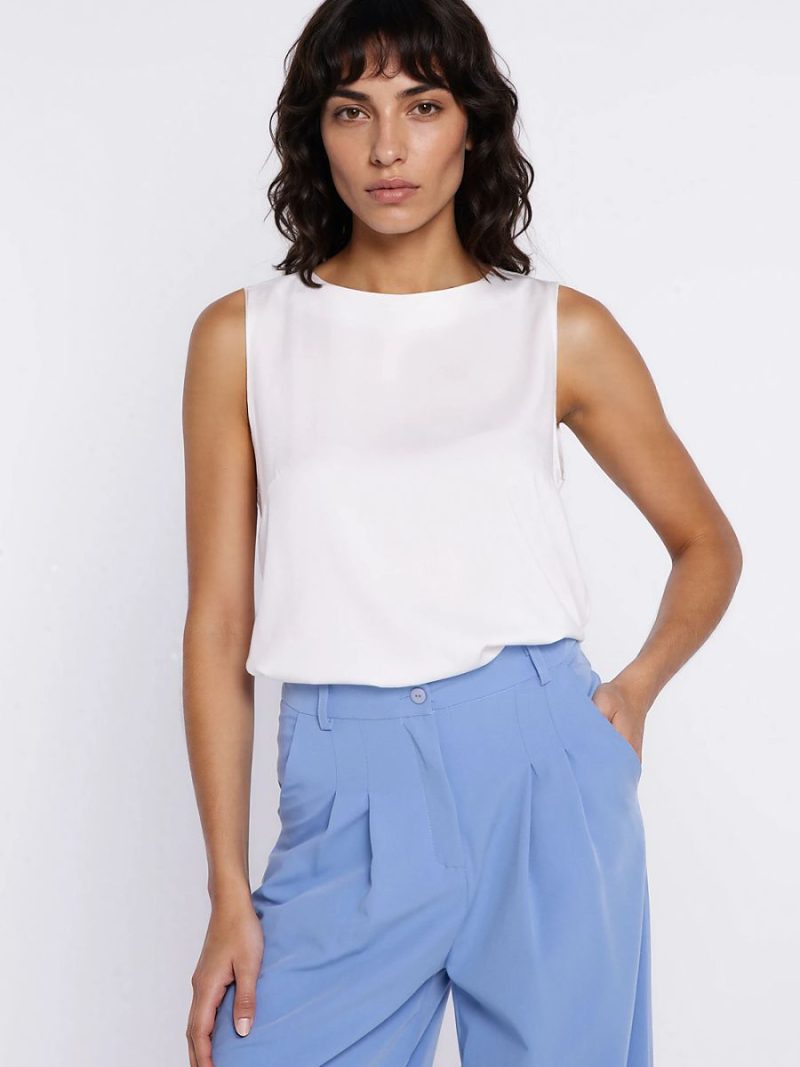 Chemisier Éva sans manches, encolure bateau, coupe trapézoïdale viscose — vue 3