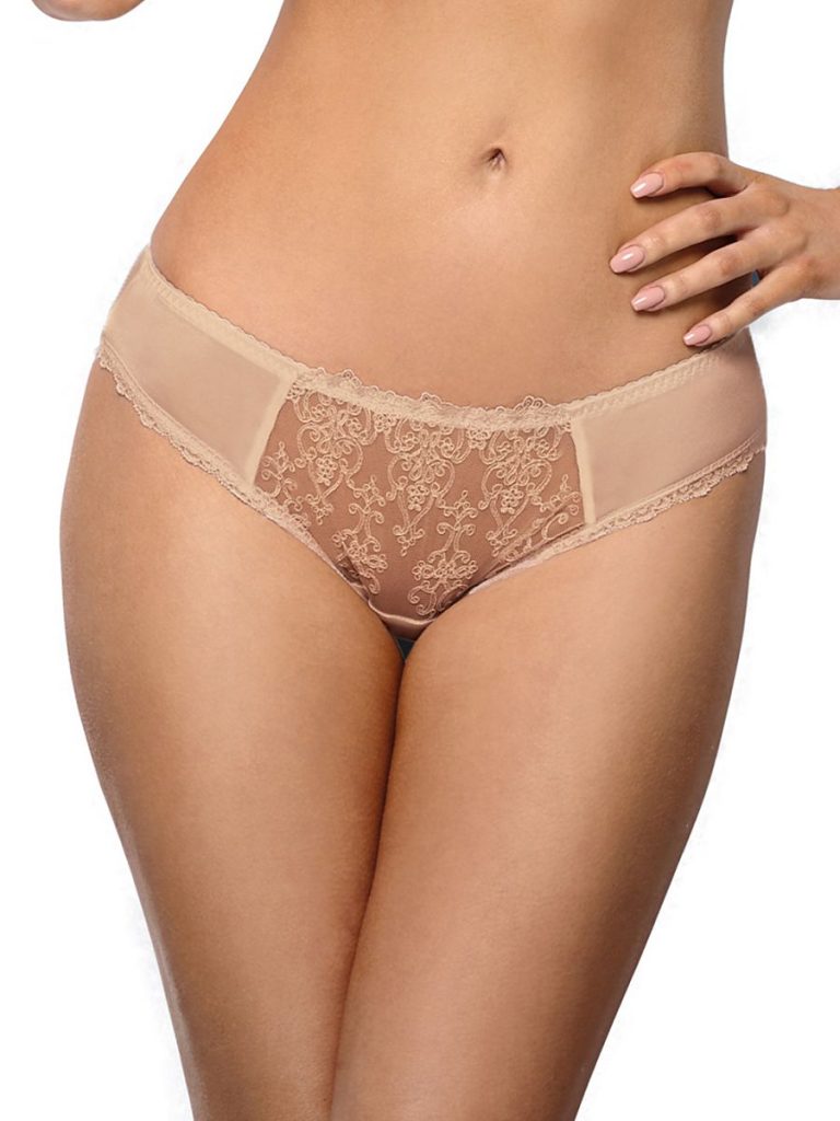 Culotte beige brodée coupe classique ample confort