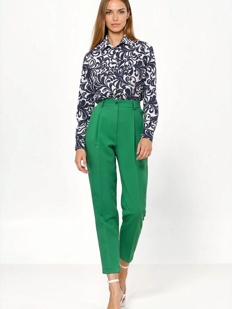 Pantalon ballon taille haute femme en viscose, poches latérales, coupe élégante