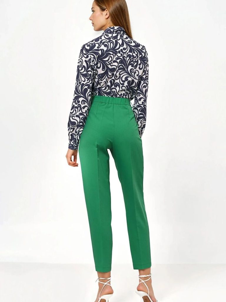 Pantalon ballon taille haute femme en viscose, poches latérales, coupe élégante — vue 2
