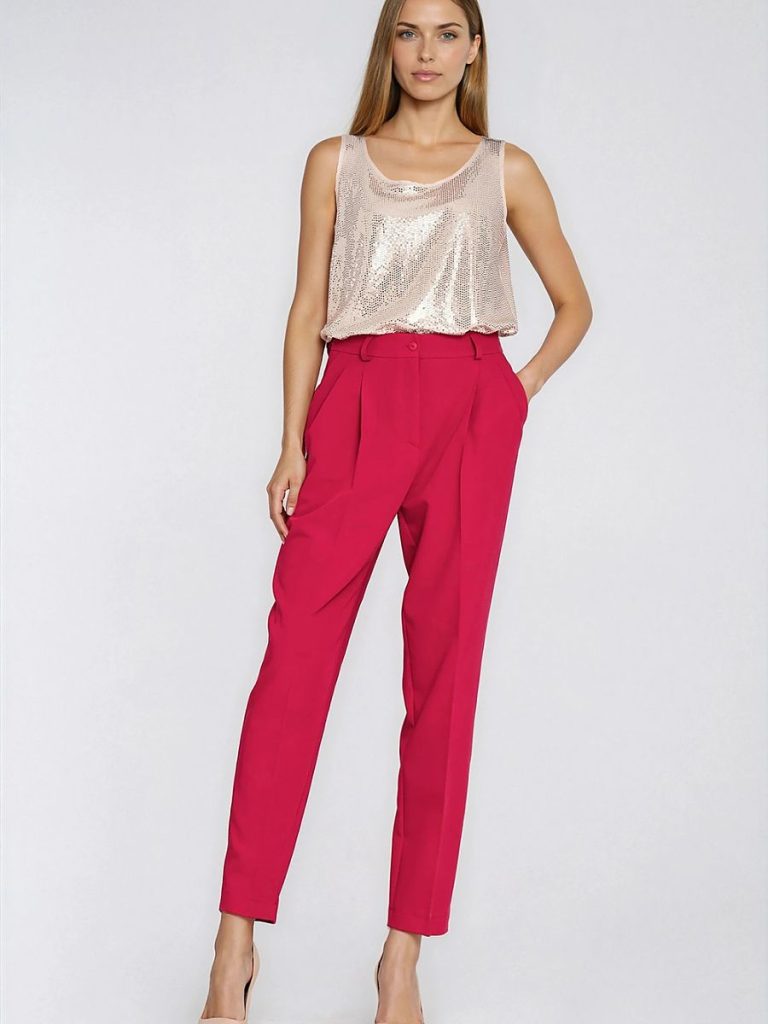 Pantalon femme taille haute jambes ballon noir élégant — vue 1