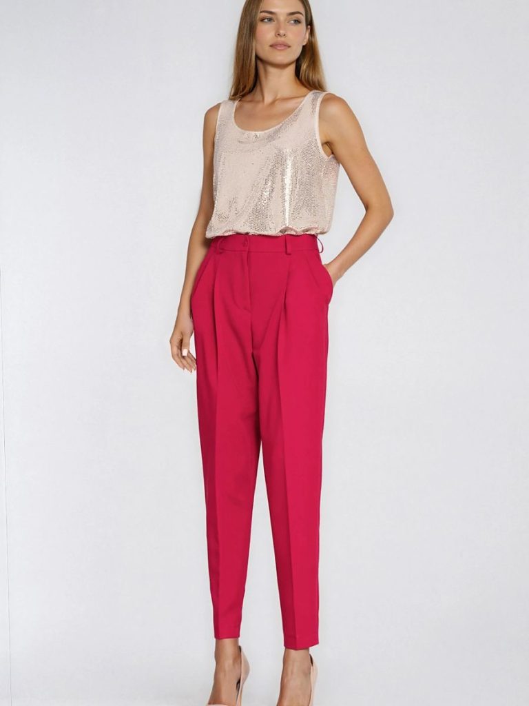 Pantalon femme taille haute jambes ballon noir élégant — vue 3