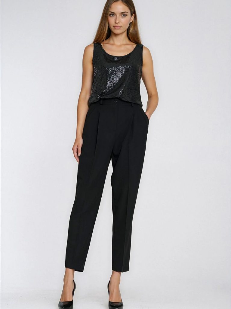 Pantalon femme taille haute coupe ballon moderne élégant — vue 3