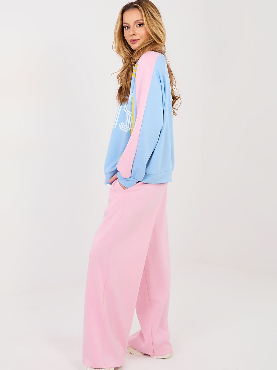 Ensemble jogging chic femme rose poudré sweat et pantalon — vue 1