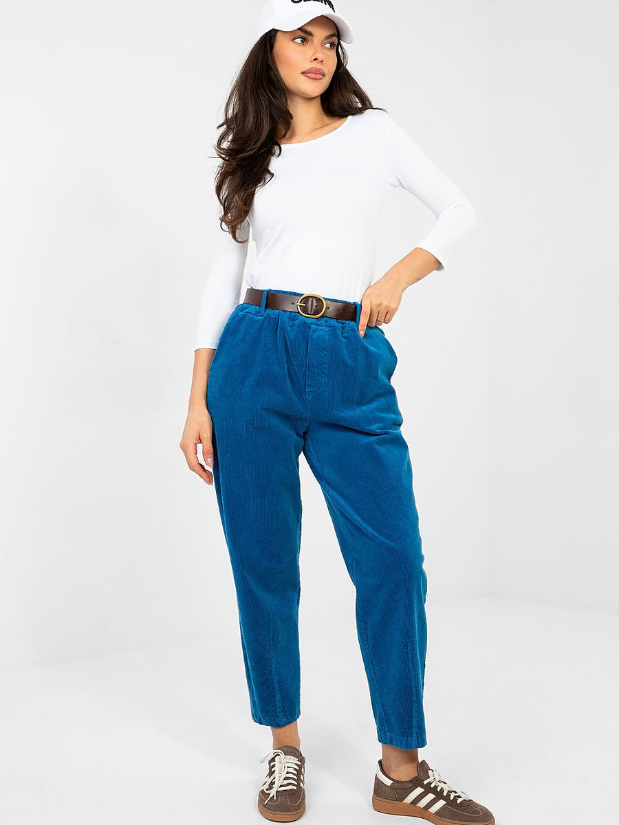 Pantalon Carrot Velours Bleu