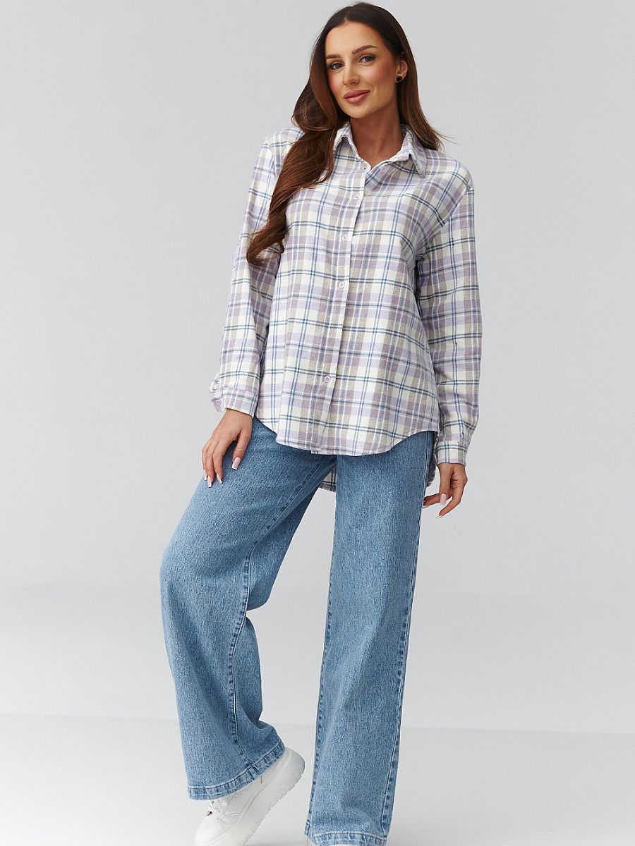 Chemise à carreaux femme coupe ample, manches longues, coloris multicouleur — vue 1
