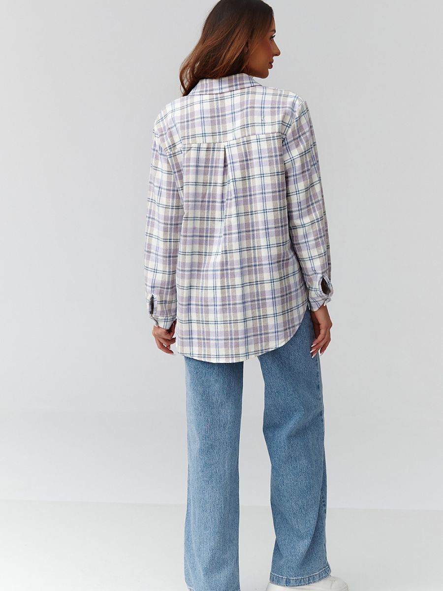 Chemise à carreaux femme coupe ample, manches longues, coloris multicouleur — vue 2