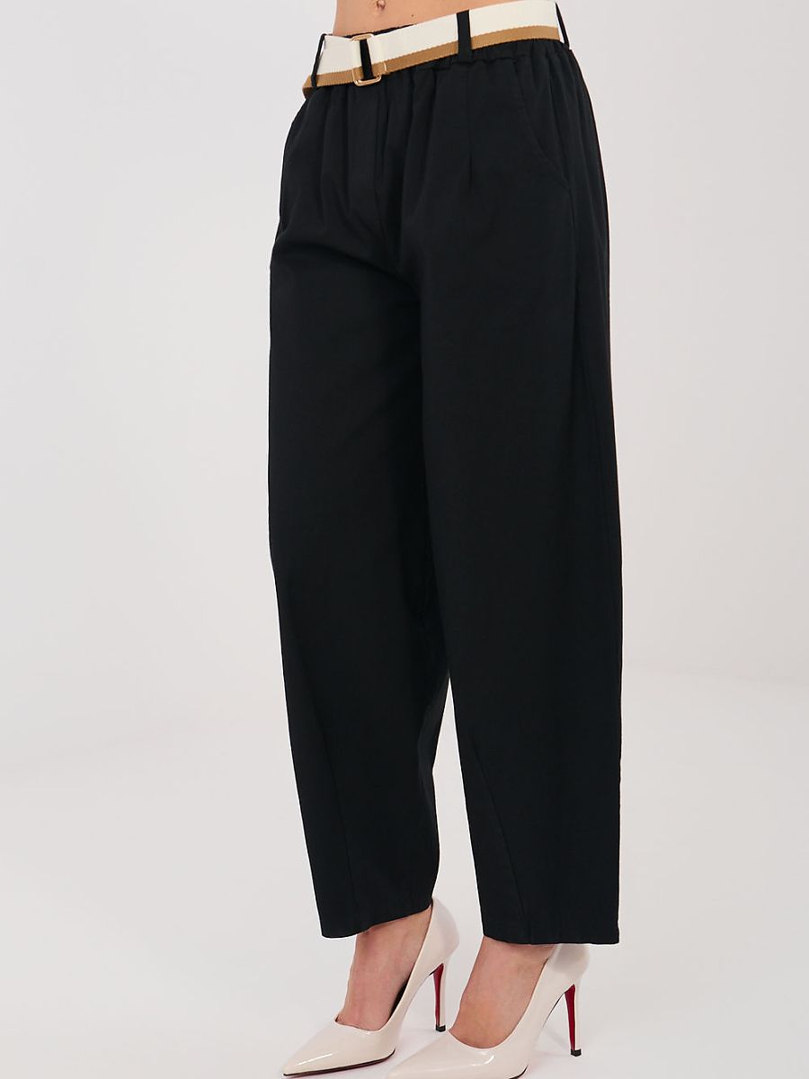 Pantalon carrot noir femme taille haute coupe 7/8 — vue 2