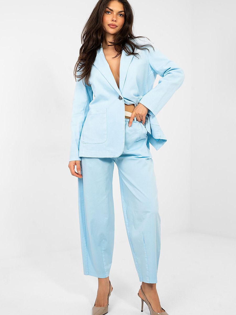 Pantalon carotte bleu marine femme, taille haute, coupe fuselée 7/8 — vue 3