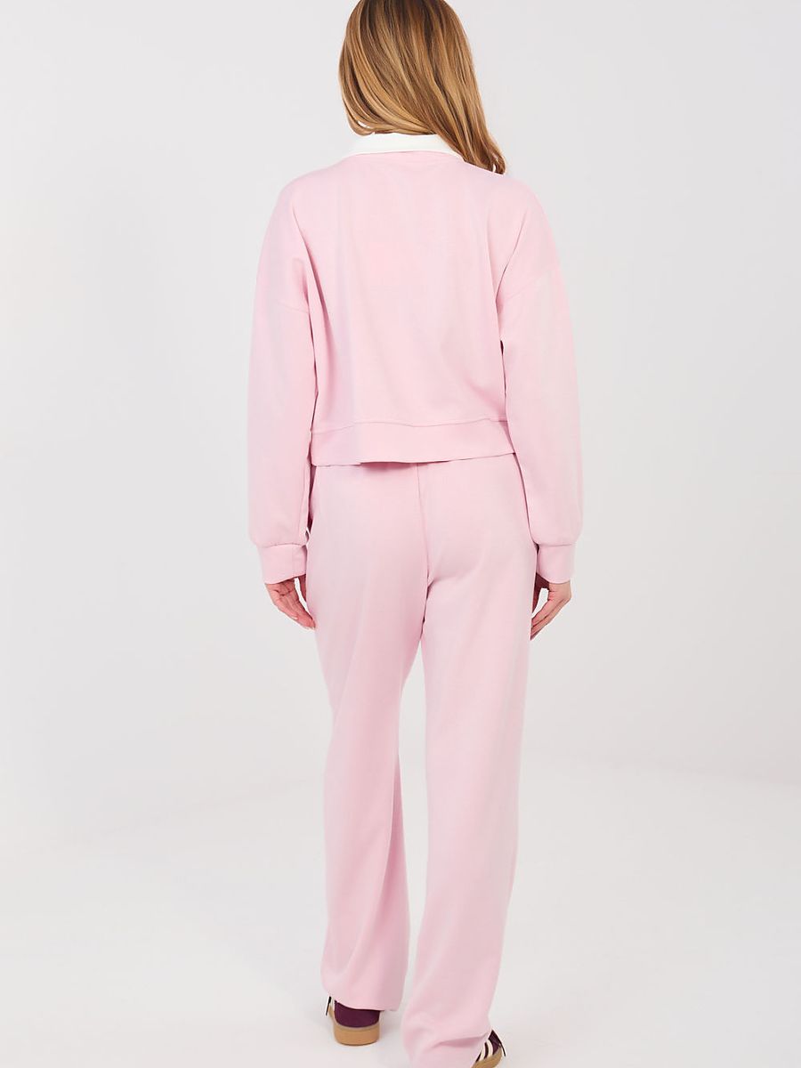 Ensemble sweat à capuche et pantalon rosé avec broderies tendance — vue 1