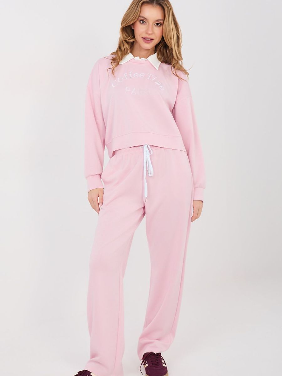 Ensemble sweat à capuche et pantalon rosé avec broderies tendance — vue 2
