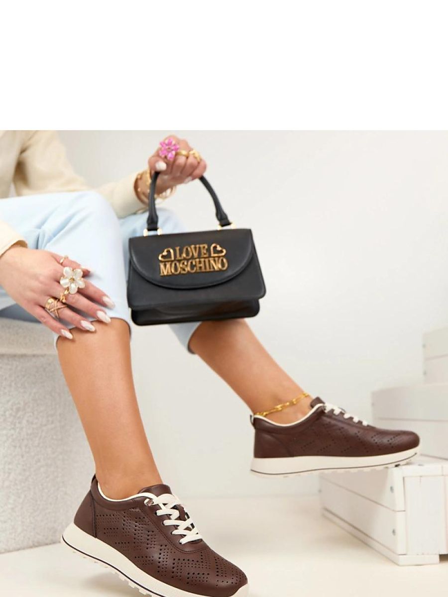 Sneaker ajourée marron femme, vue de profil, tige ventilée