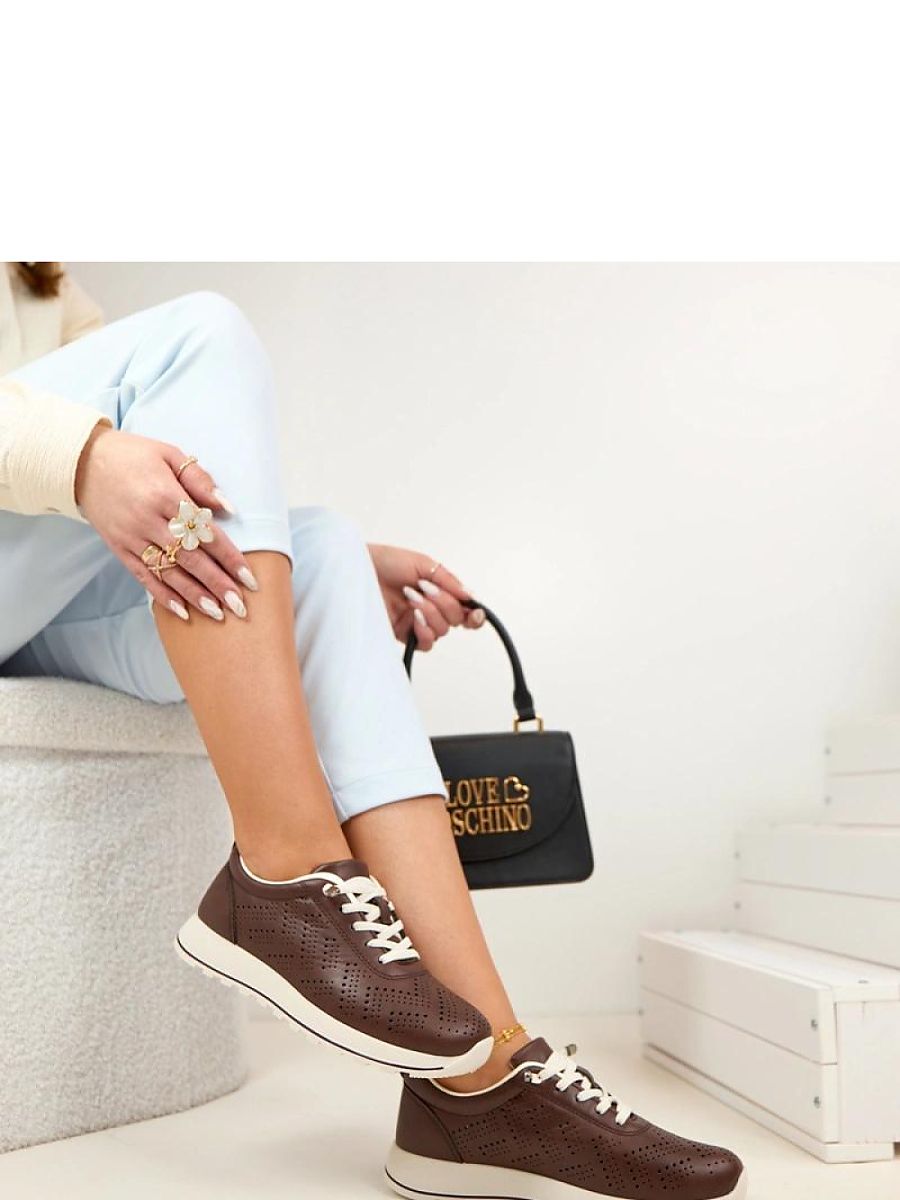 Sneaker ajourée marron femme, vue de profil, tige ventilée — vue 1