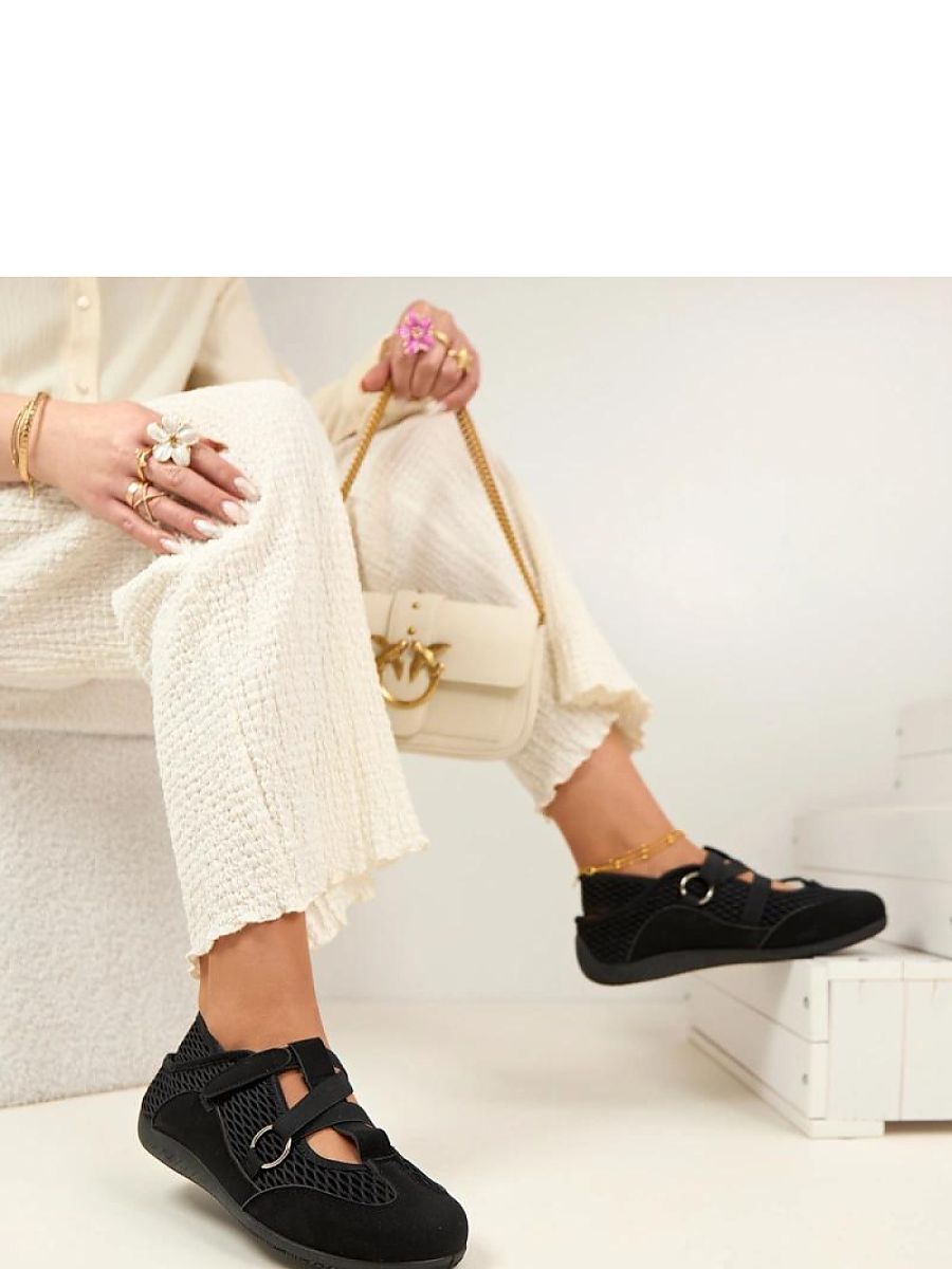Ballerine noire confortable femme avec fermeture scratch